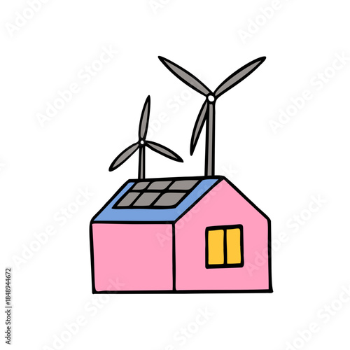 Green energy house with windmills