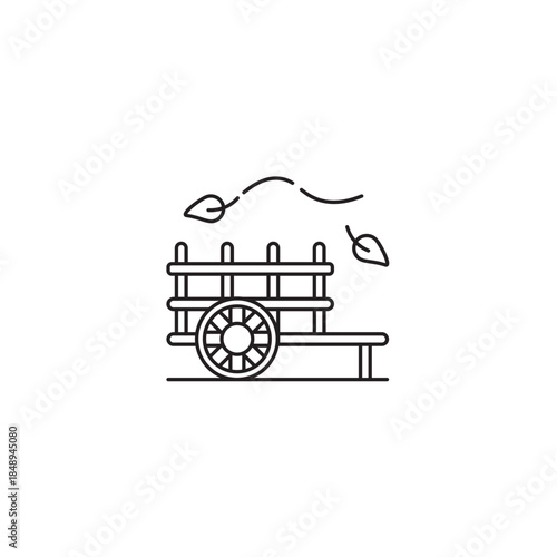 Pushcart icon, farmer Symbol Outline icon Transparent background Editable Stroke