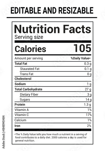Nutrition Facts, Nutrition Facts Label, Supplement facts, Nutrition List, Vitamin Facts, Supplement list, Nutrition Template, Supplement Template 