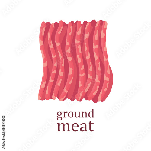 Ground beef with fat on a white background. Meat products. Ground meat