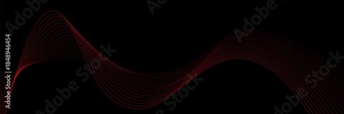 Dark abstract background with glowing wave. Shiny moving lines design element. Elegant dynamic wavy lines. Modern futuristic technology concept. Vector