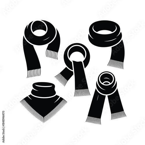 Elegant black scarves in stylish arrangements