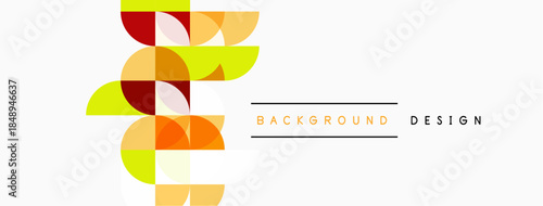 Abstract geometric shapes overlap, creating vibrant visual effect. Background includes text background, design. Simple, modern composition.