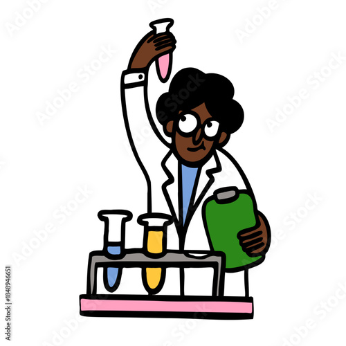 Scientist looking at test tubes