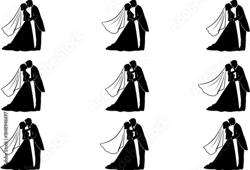 Romantic couple silhouette kissing under moonlight with tree shadows symbolizing eternal love, passion, unity, happiness worldwide