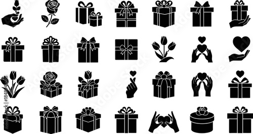 A icon collection of valentine s day. featuring hearts, gifts roses, couples, flowers and more