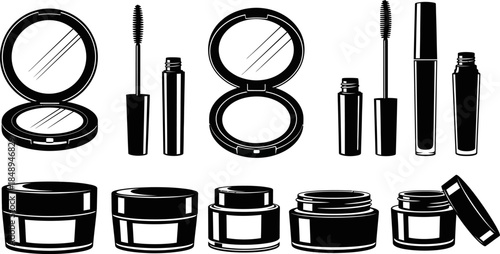 A big bundle of cosmetic silhouette elements vector illustration 