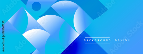 Abstract blue shapes overlap, creating dynamic gradient effect. Modern design suitable for banners, backgrounds, presentations.