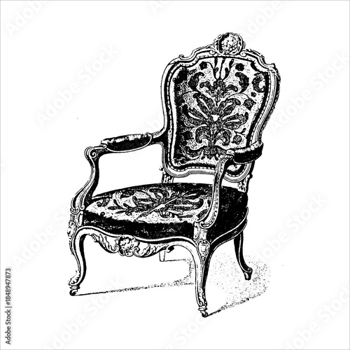 Ornate Vintage Armchair Illustration