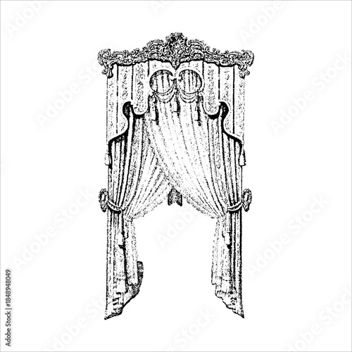 Ornate Vintage Curtain Drapery Illustration