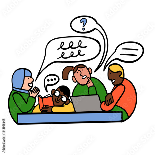 People networking and studying at the table