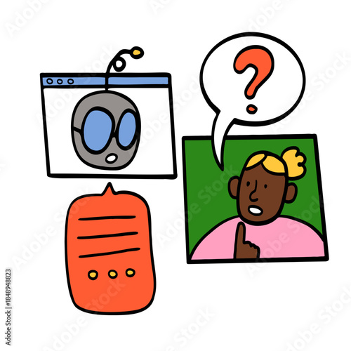 Woman asking AI chatbot questions