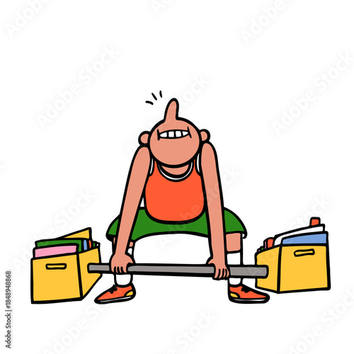 Man lifting work tasks as barbell