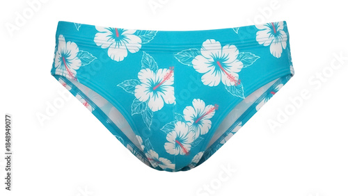 Isolated blue hibiscus floral swimming trunks fashion apparel for leisure swimming pool fun
