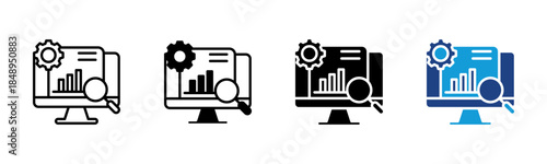 Monitoring icon set multiple style collection