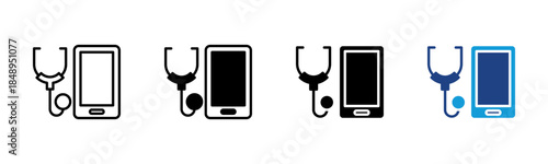Telemedicine icon set multiple style collection