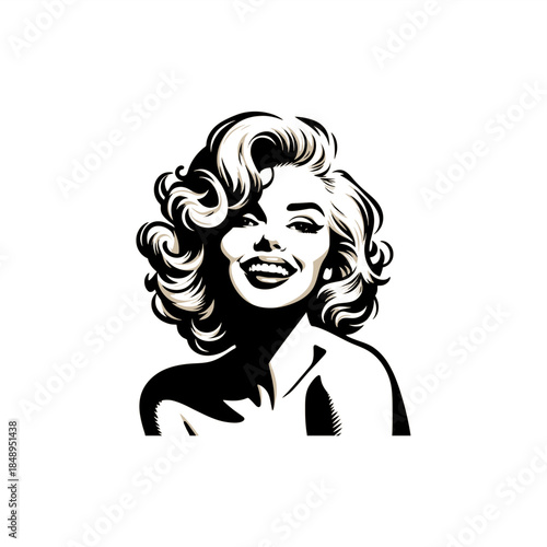 SIMPLE STENCIL SILHOUETTE OF RETRO PINUP GIRL VECTOR
