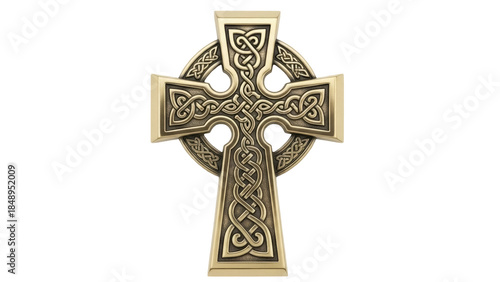 Obraz na płótnie Isolated ornate Celtic cross bronze color medieval religious object decorative k