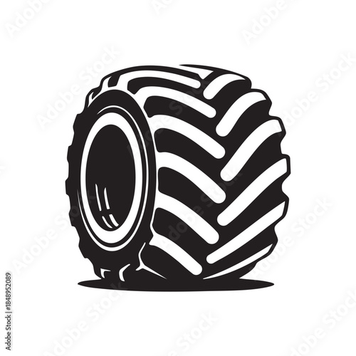 🚜 Big Monster Truck Tire with Deep Tread Illustration