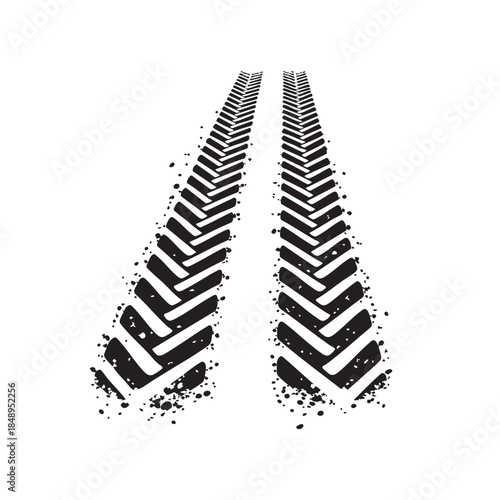 🚜 Dirty Muddy Monster Truck Tire Tracks with Splatter Illustration