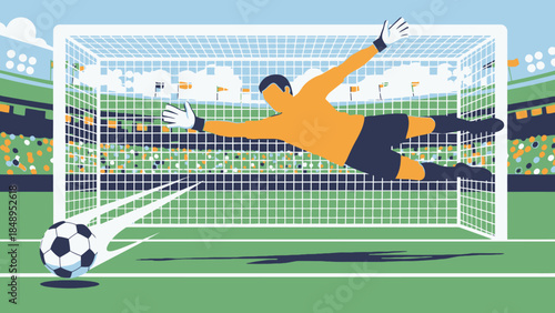 Dynamic Goalkeeper Diving to Save a Goal in a Crowded Soccer Stadium