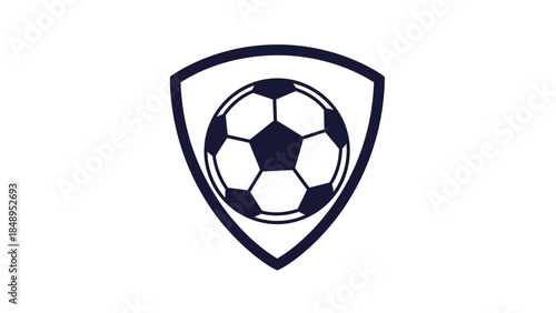 Soccer Ball Shield Logo with Elegant Design on Isolated White Background