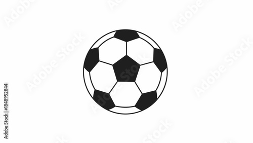 Simple classic black and white soccer ball, isolated white background.