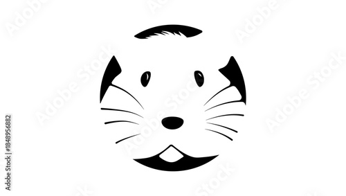Hamster Face symbol, black isolated silhouette