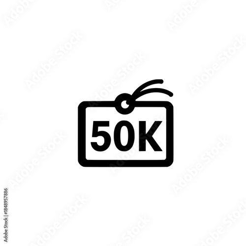Creative vector illustration showing 50k inside price tag icon for ecommerce and retail projects

