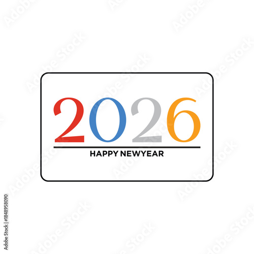 Modern 2026 New Year Design Element, Simple, Stylish, High Resolution Vector Art