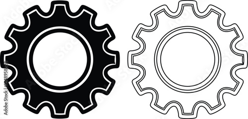 Black and White Gear Icon Design for Mechanical Engineering