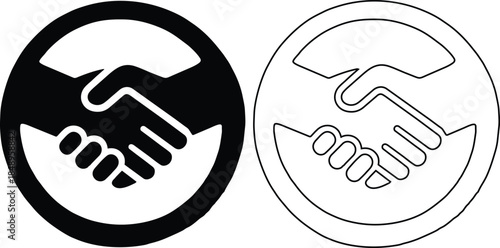 Handshake Symbol in Circle Icon for Business Partnership