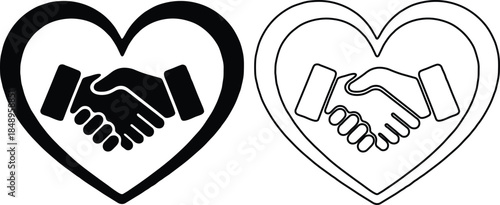 Handshake inside heart symbolizing partnership and trust