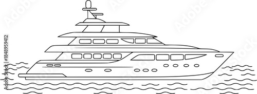 Large luxury yacht silhouette with background in style boat vessel