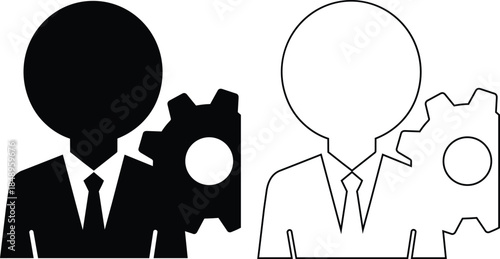 Businessman Holding Gear Icon for Technology Concept