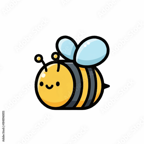 Cartoon Bee Character with Smiling Face.