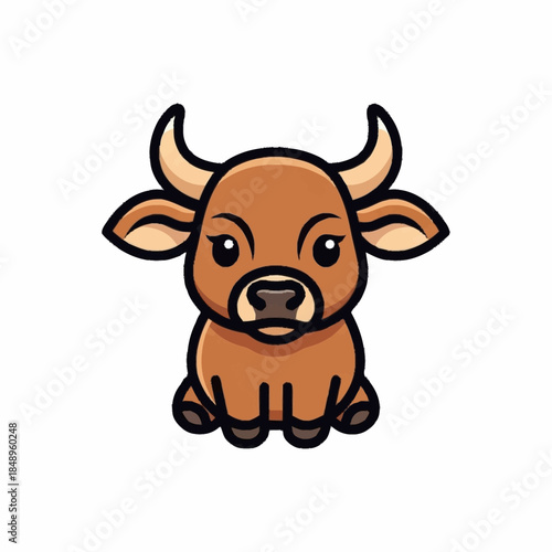 Cartoon Bull or Cow Character Illustration.