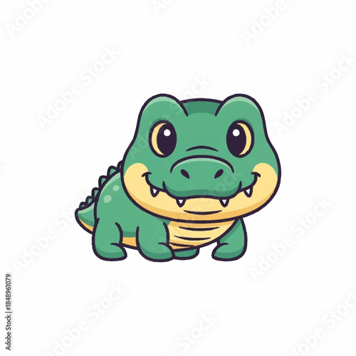 Cartoon Crocodile Illustration with Sharp Teeth.