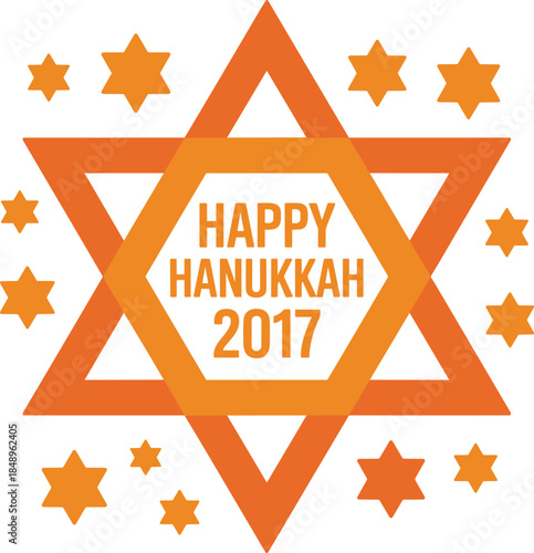Happy Hanukkah 2017 Greeting Card with Star of David – Jewish Holiday Celebration Design