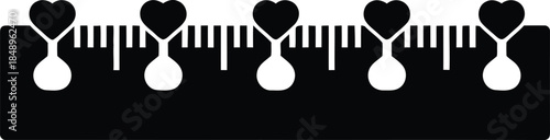 hourglasses with hearts on transparent background