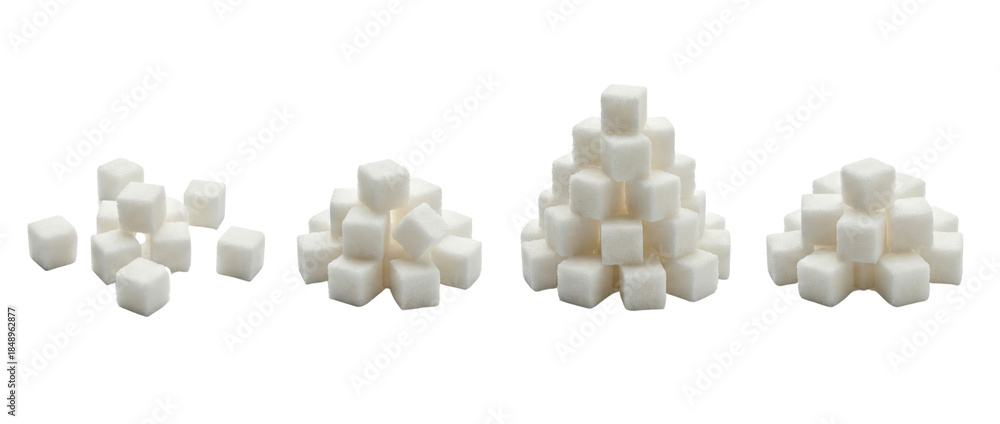 Fototapeta premium Creative arrangement of sugar cubes forming geometric patterns in a minimalistic style isolated