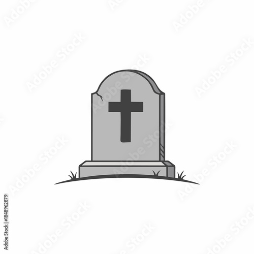 cross on the grave with white background 