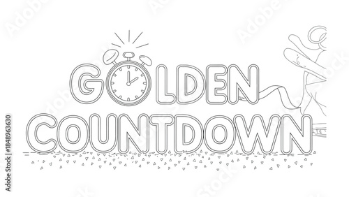 Golden Countdown: An artistic illustration, featuring a stylized clock, evoking anticipation and excitement of an event.