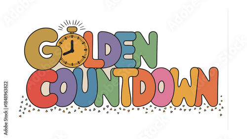 Golden Countdown: A vibrant countdown graphic with a vintage style, centered around a classic golden timer, evoking a sense of anticipation and urgency.