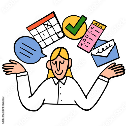 Office Worker Multitasking at Work