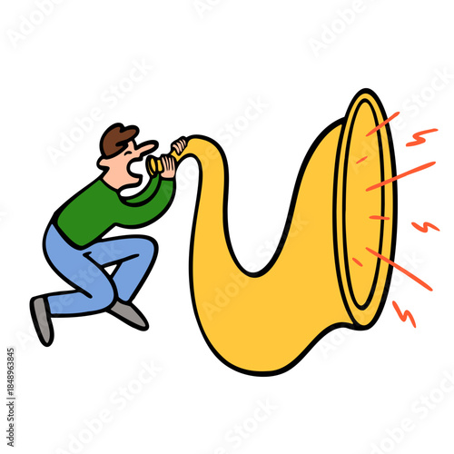 Man Yelling Through a Horn