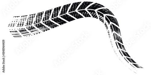 Tire tread marks, wheel textures, tire marks - car racing, motocross, drift, rally, off-road and others. Vector black isolated texture in grunge style with splashes.eps10