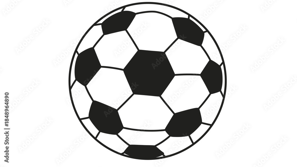 Obraz premium Classic black and white football (soccer ball) with hexagonal and pentagonal patterns, isolated white background.