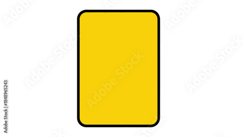 Blank yellow card with a black outline, commonly used as a warning or penalty in sports, on an isolated white background.