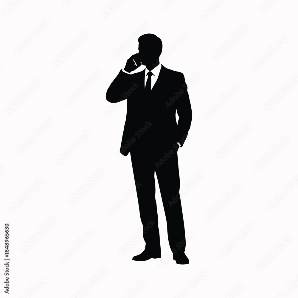 Obraz premium Businessperson silhouette engaged in professional phone conversation